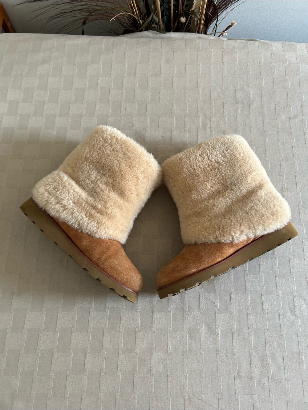 Ugg Camel Tan Suede Maylin Mid Calf Boots - Picture 6 of 11